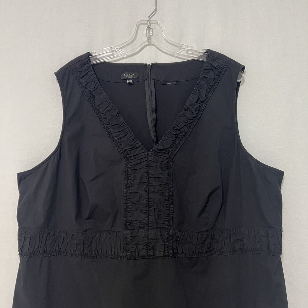 TALBOTS Plus Size Women Dress 24W Black Babydoll Career Minimalist Pockets - Picture 2 of 13